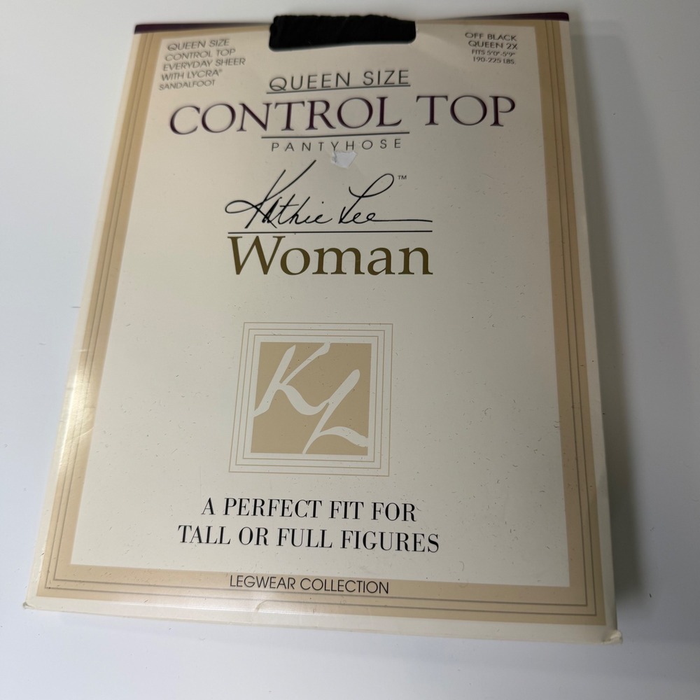 Kathie Lee Woman VTG Control Top Pantyhose Off Black Queen 2X Everyday Sheer New